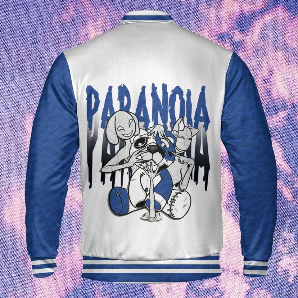 AJ 12 Blueberry Unisex Varsity Jacket, Paranoia BER Varsity Custom, Personalized Varsity Jacket