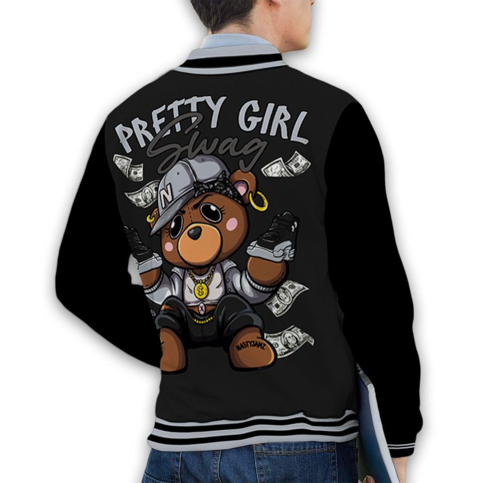 AJ 12 Wolf Grey Unisex Varsity Jacket, Pretty BERNIE Varsity Jacket, Custom Baseball Jacket