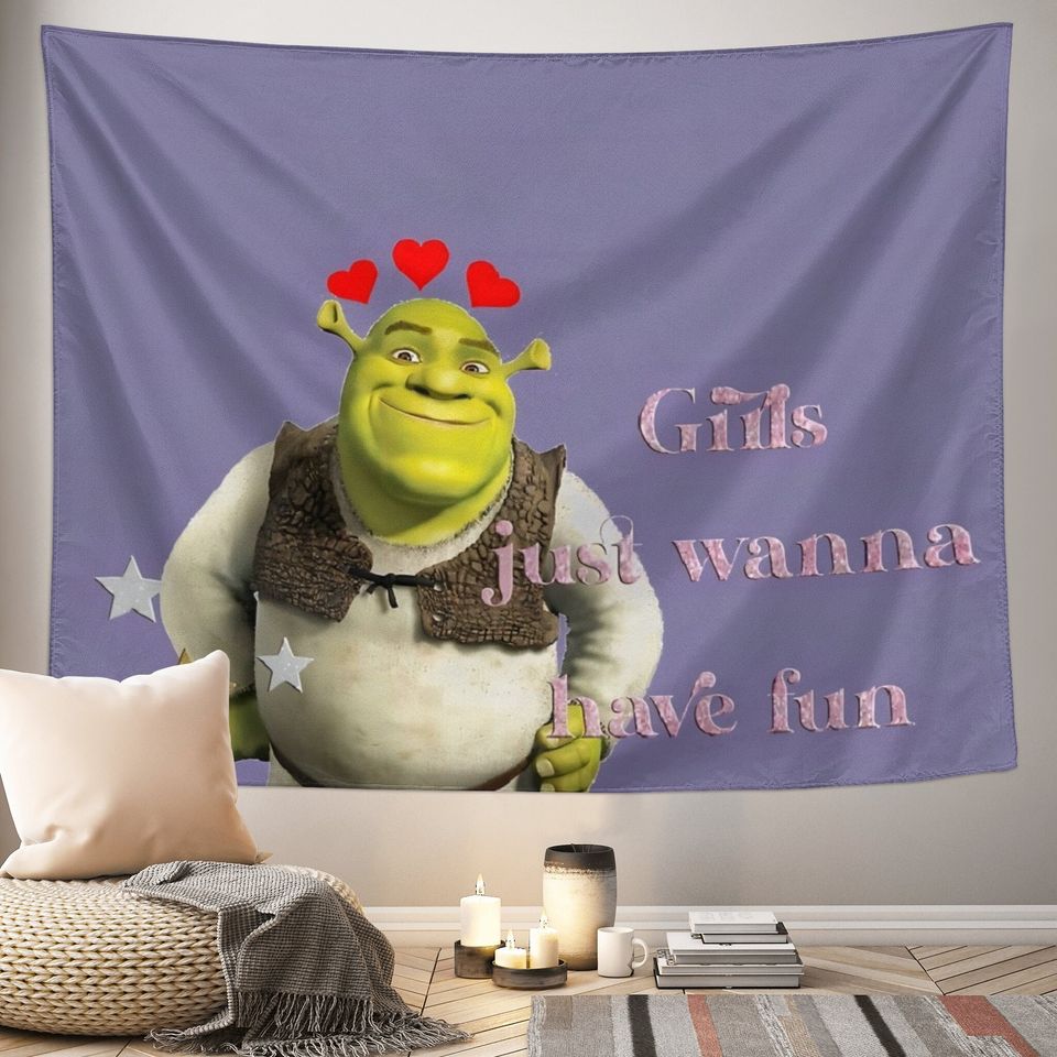 Funny Meme Tapestry Shrek Tapestry, Wall Hanging Aesthetic Art Tapestries