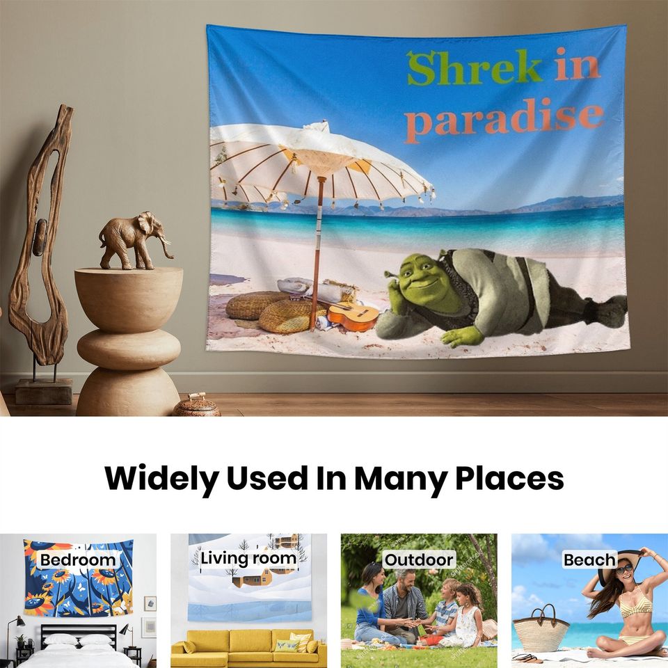 Funny Meme Tapestry Shrek Tapestry, Wall Hanging Poster Backdrop Party Decor