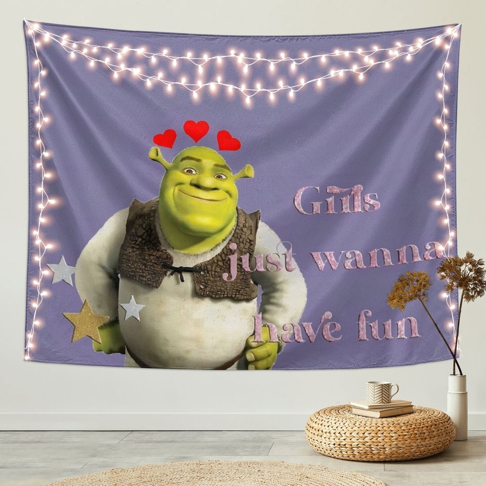 Funny Meme Tapestry Shrek Tapestry, Wall Hanging Aesthetic Art Tapestries