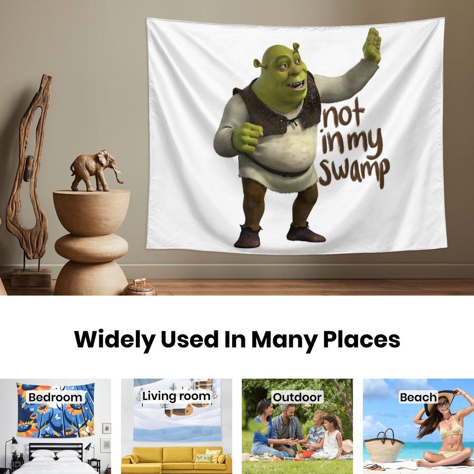 Funny Meme Not in My Swamp Shrek Tapestry