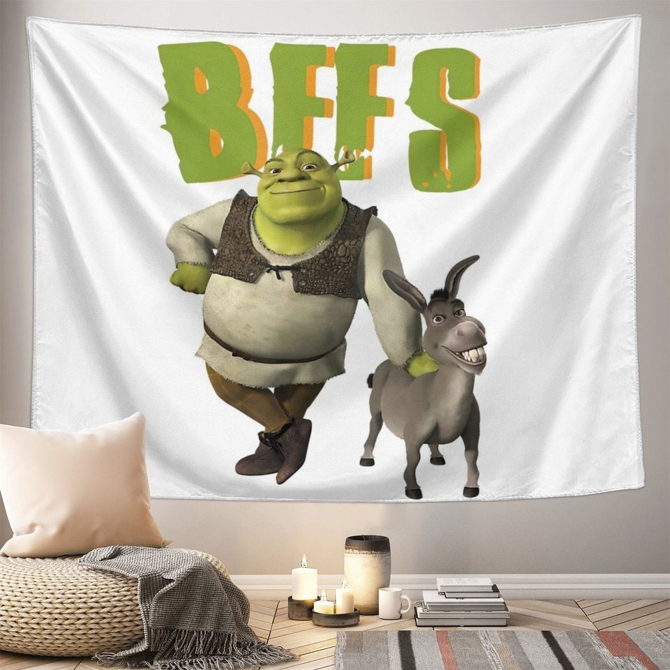 Shrek BFFS Meme Tapestry - Funny Aesthetic Tapestries for College Dorm Decor