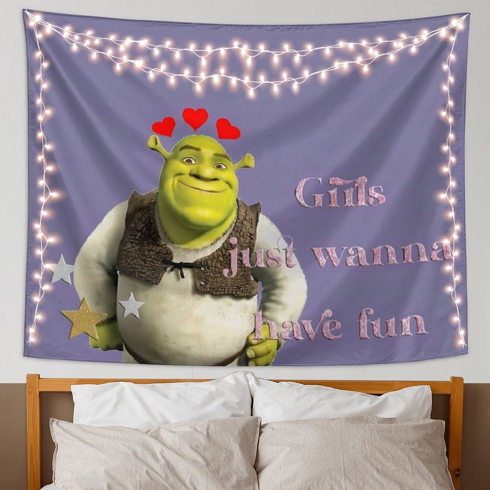 Funny Meme Tapestry Shrek Tapestry, Wall Hanging Aesthetic Art Tapestries