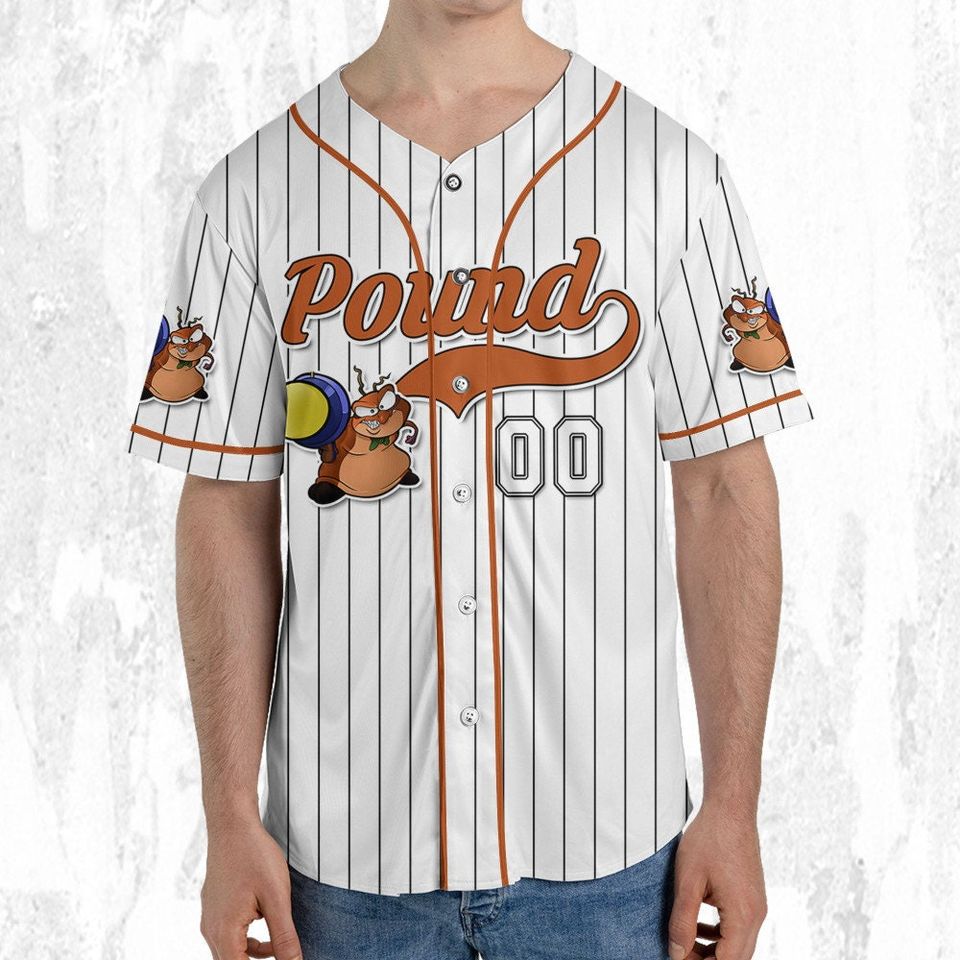 Personalize Pound Jersey Orange White, Baseball Team Outfit, Gift for Space Jamz Fans, Tune Squad Jersey, Looney Tunes Family Jersey