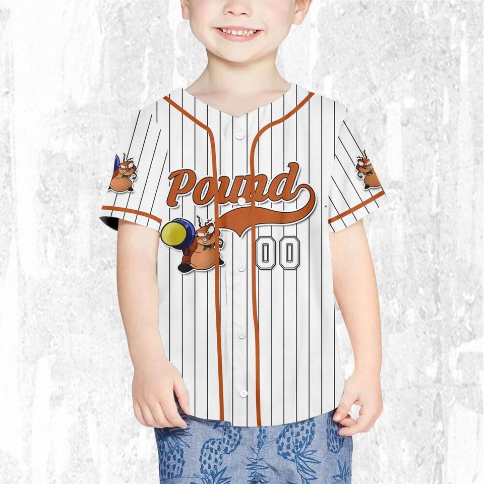 Personalize Pound Jersey Orange White, Baseball Team Outfit, Gift for Space Jamz Fans, Tune Squad Jersey, Looney Tunes Family Jersey