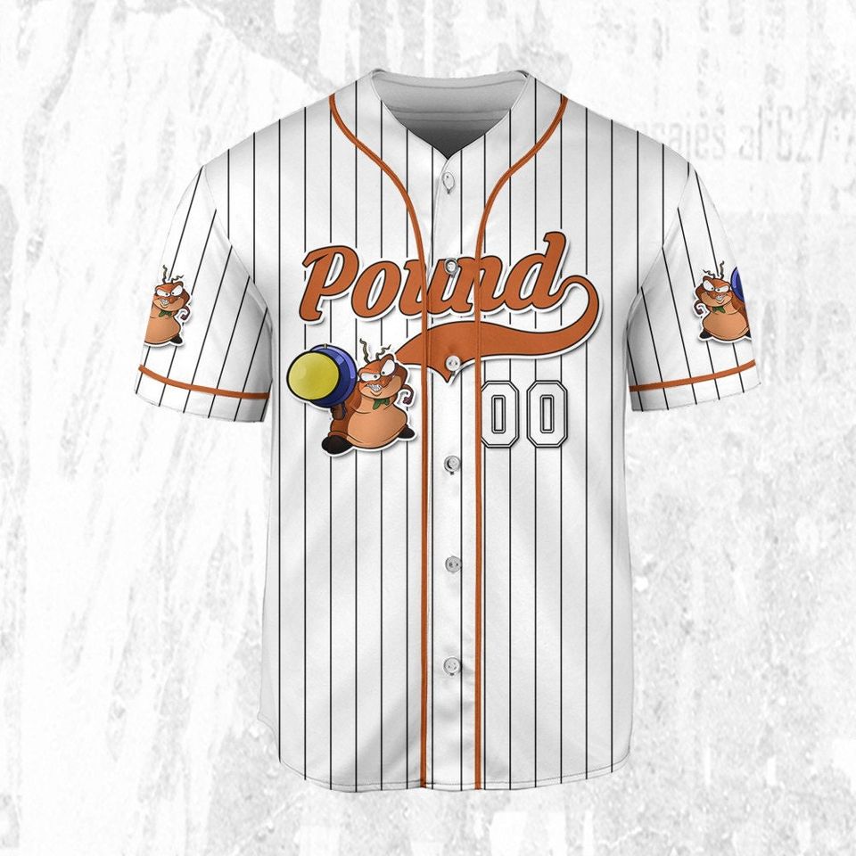 Personalize Pound Jersey Orange White, Baseball Team Outfit, Gift for Space Jamz Fans, Tune Squad Jersey, Looney Tunes Family Jersey