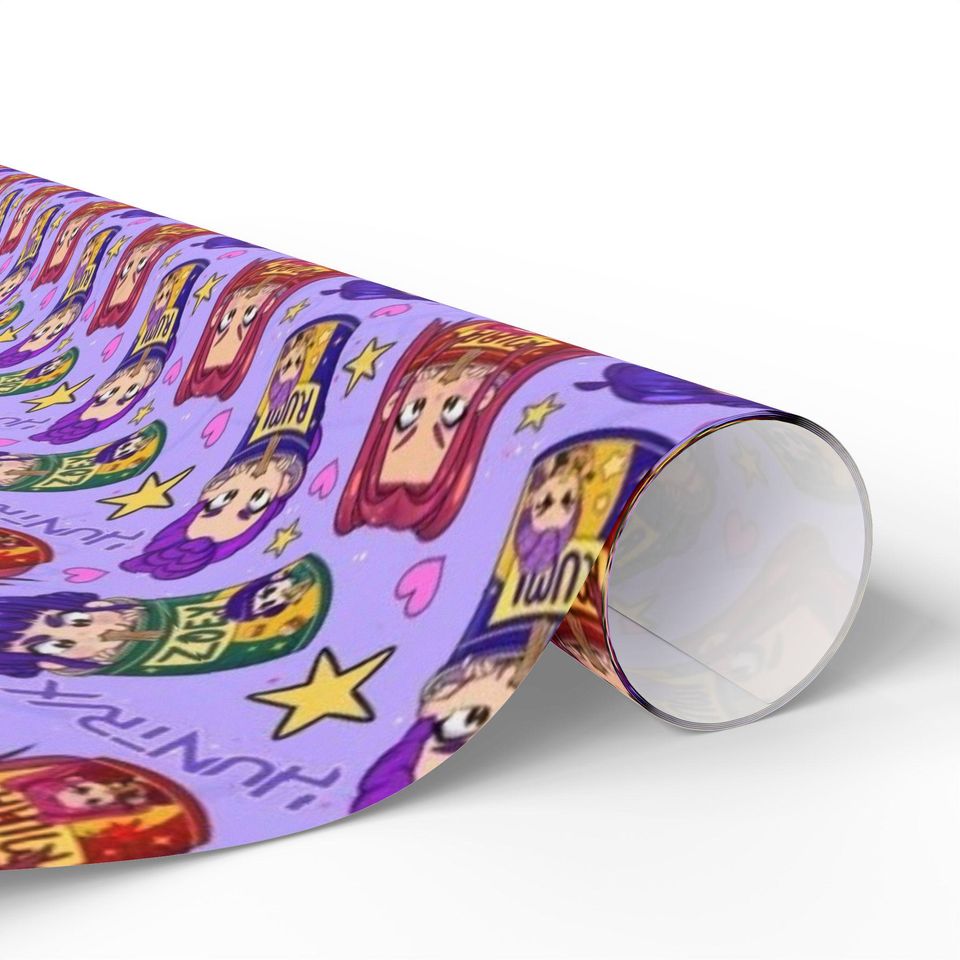 Huntrix Kpop Demon Hunters Wrapping Paper | Purple Patterned Gift Wrap