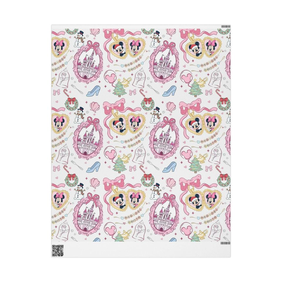 Disney Mickey and Minnie Wrapping Paper | Castle Minnie Mouse Pattern