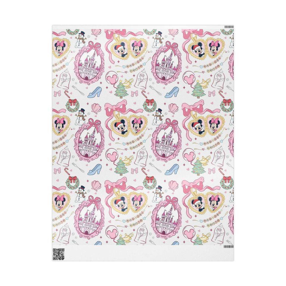 Disney Mickey and Minnie Wrapping Paper | Castle Minnie Mouse Pattern