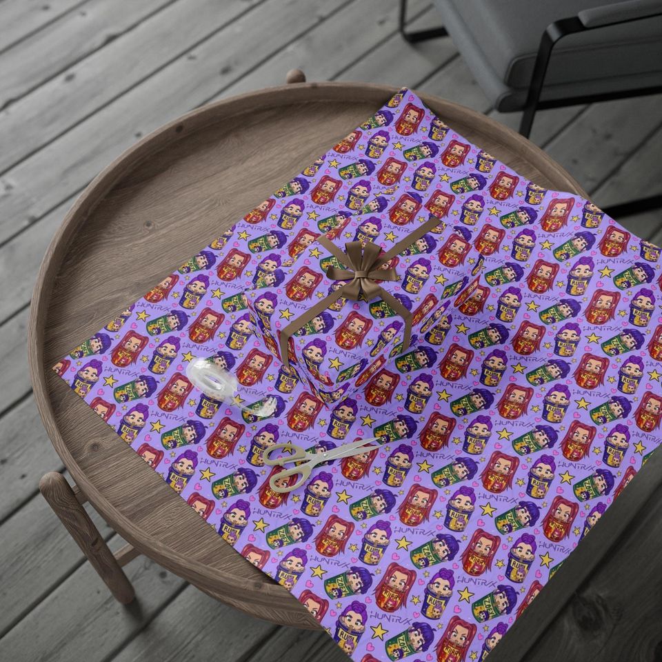 Huntrix Kpop Demon Hunters Wrapping Paper | Purple Patterned Gift Wrap