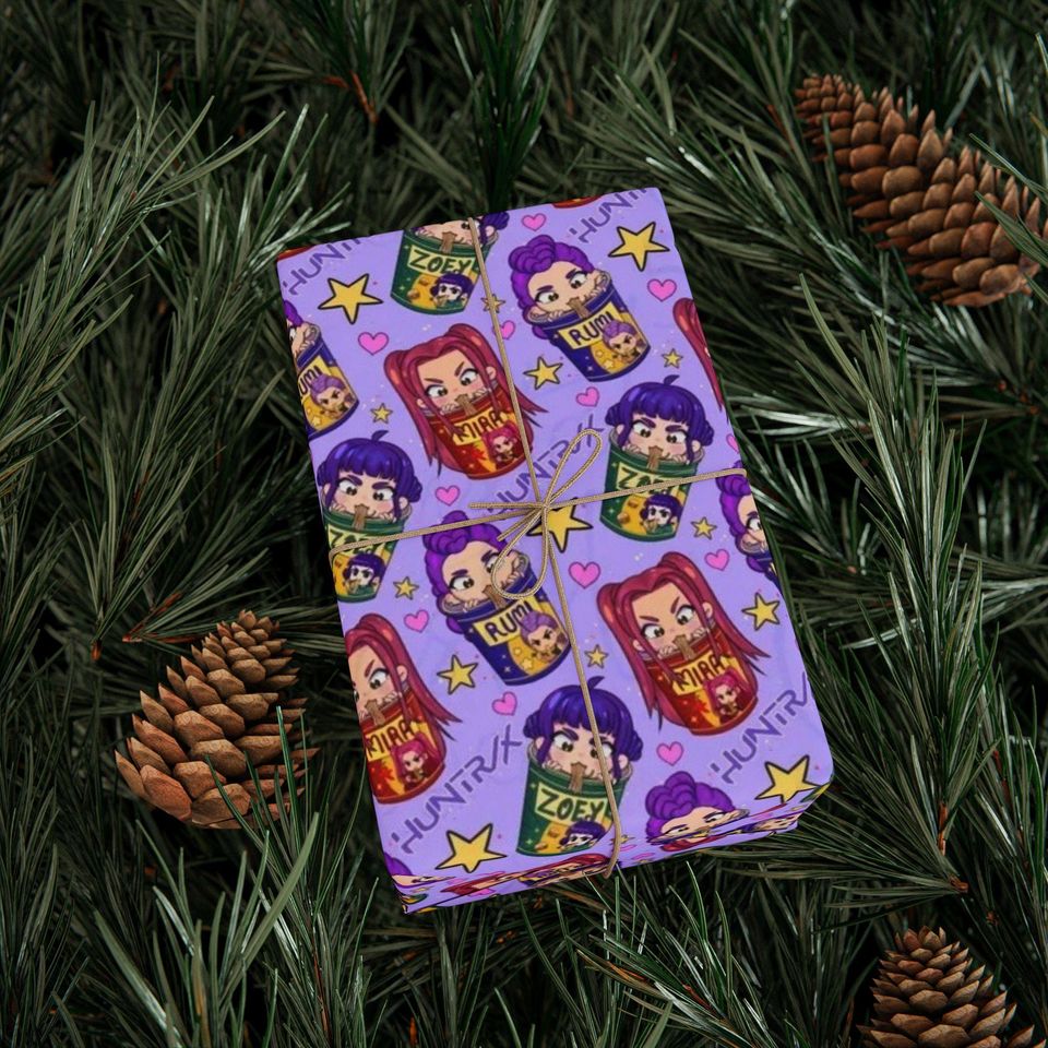 Huntrix Kpop Demon Hunters Wrapping Paper | Purple Patterned Gift Wrap
