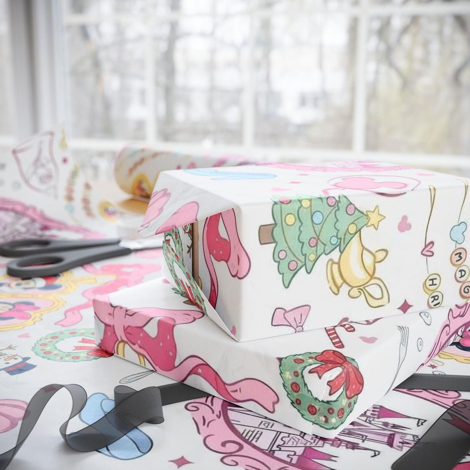 Disney Mickey and Minnie Wrapping Paper | Castle Minnie Mouse Pattern