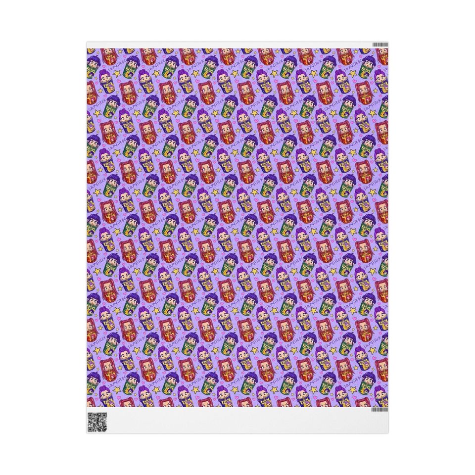 Huntrix Kpop Demon Hunters Wrapping Paper | Purple Patterned Gift Wrap