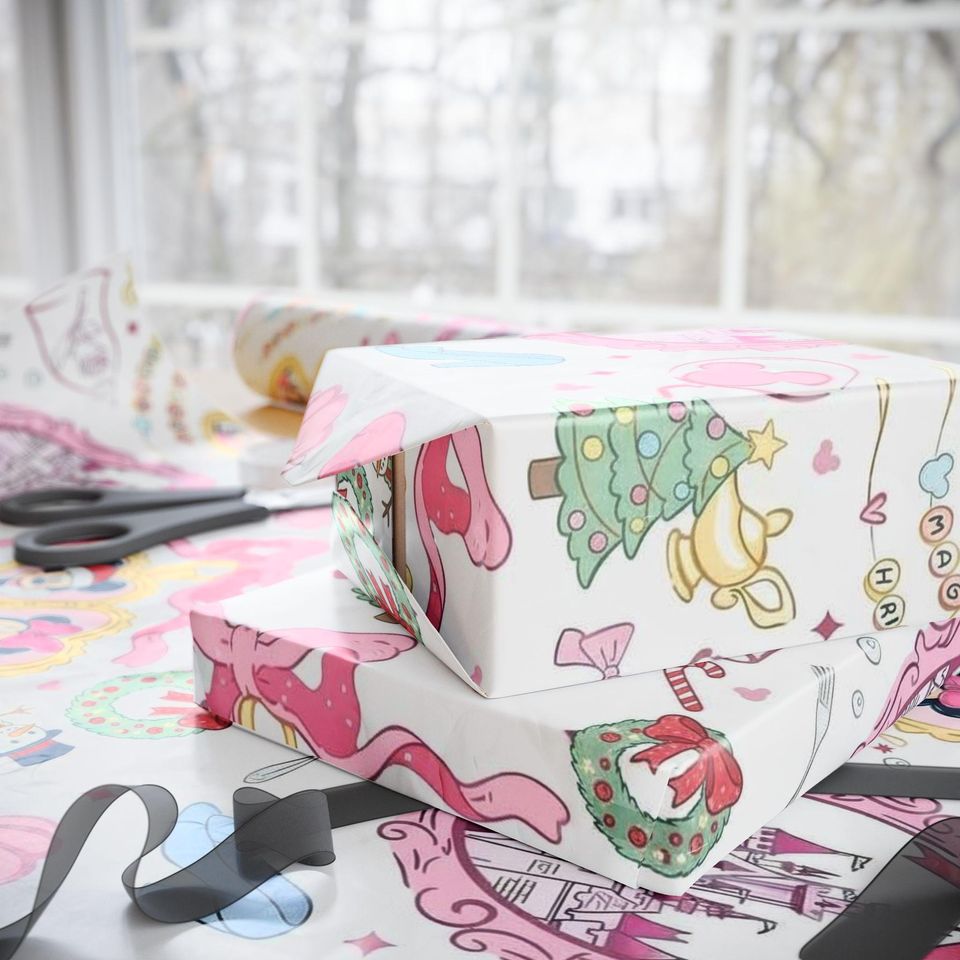 Disney Mickey and Minnie Wrapping Paper | Castle Minnie Mouse Pattern
