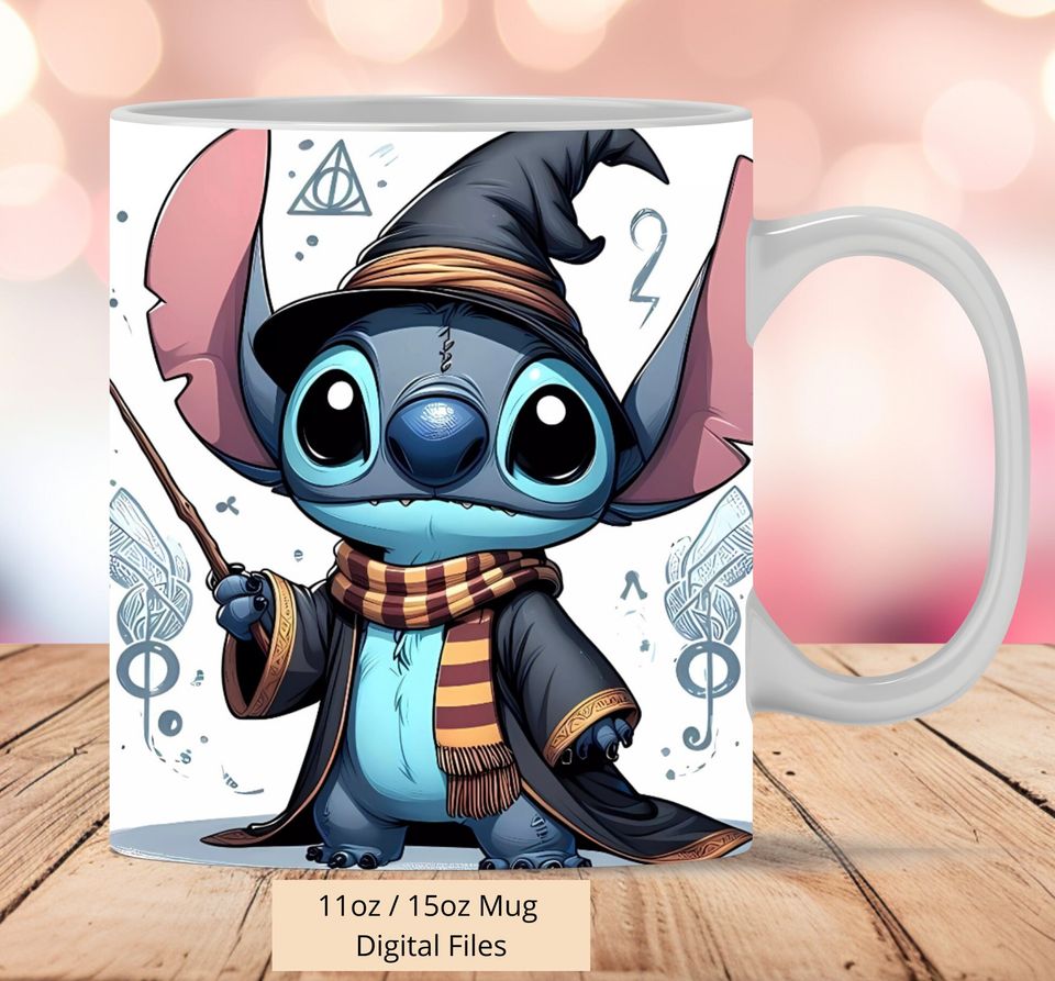 3D Cute Stitch Halloween Mug Wrap, 3D Mug Wrap Sublimation Design