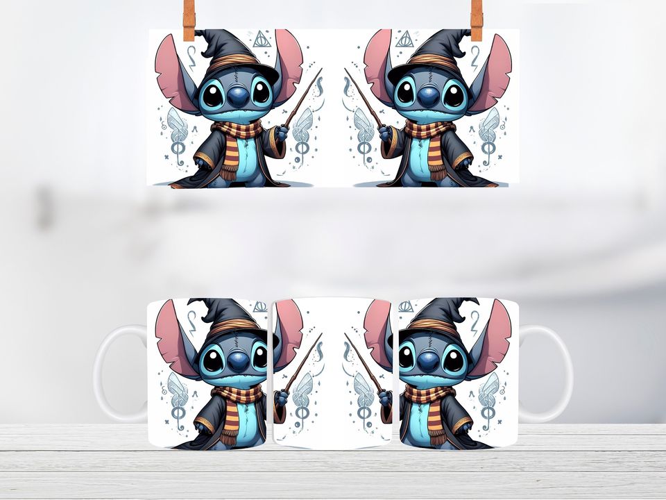 3D Cute Stitch Halloween Mug Wrap, 3D Mug Wrap Sublimation Design