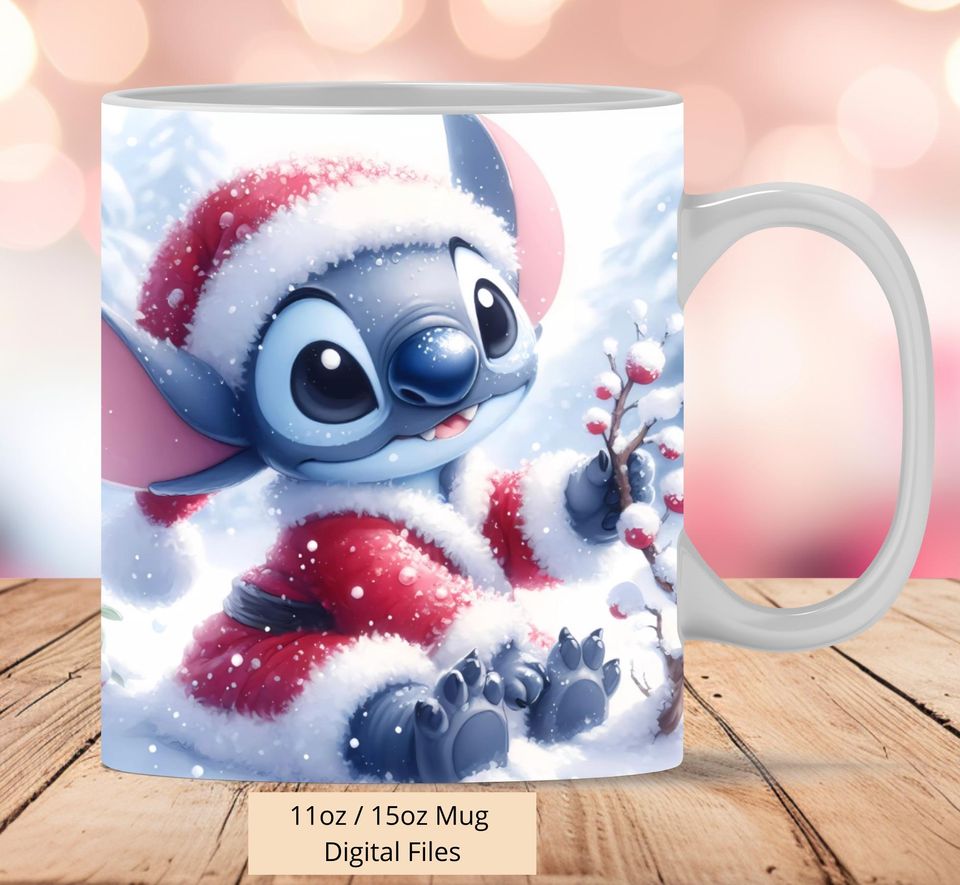 3D Stitch Christmas Snow Mug