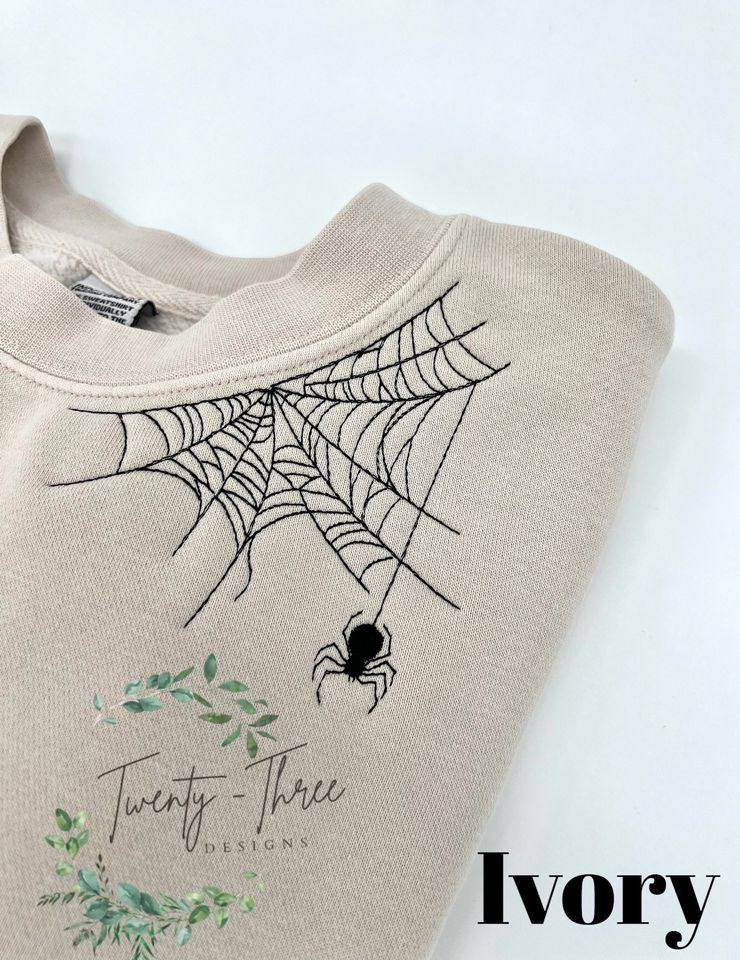 Embroidered spiderweb sweatshirt, Spiderweb sweatshirt, Halloween sweatshirt, Halloween