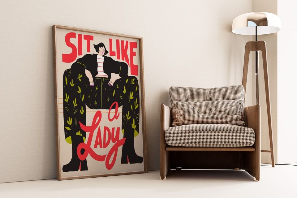 Sit like a Lady Poster, Feminist Art, Gender Equality