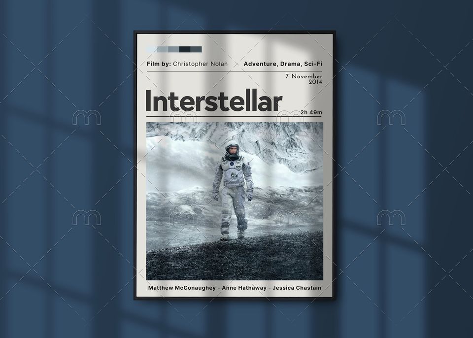 Interstellar Movie Poster, Movie Wall Decor, Minimalist Movie Poster