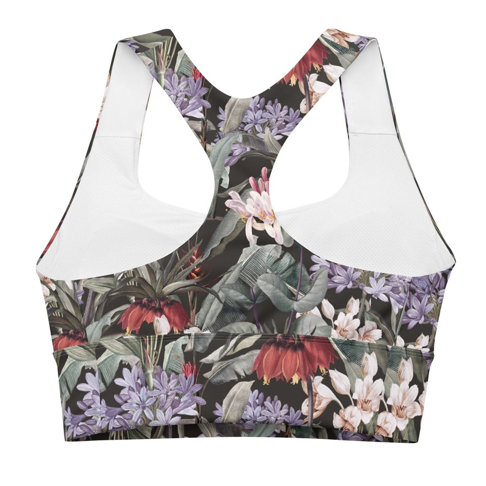 Jungle Flowers Longline sports bra