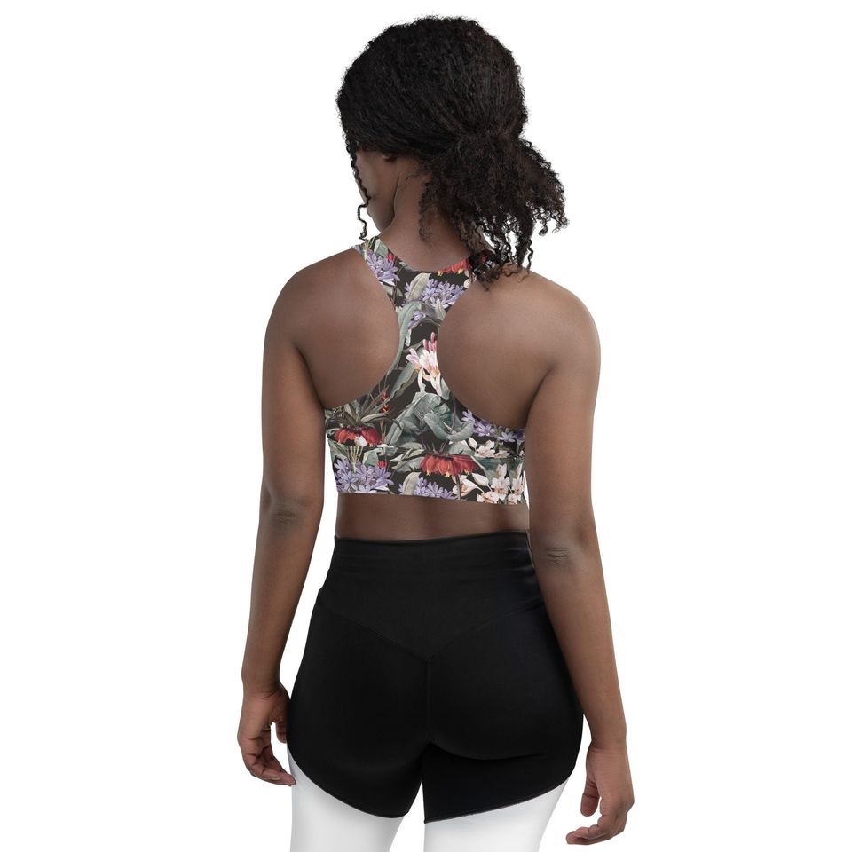 Jungle Flowers Longline sports bra