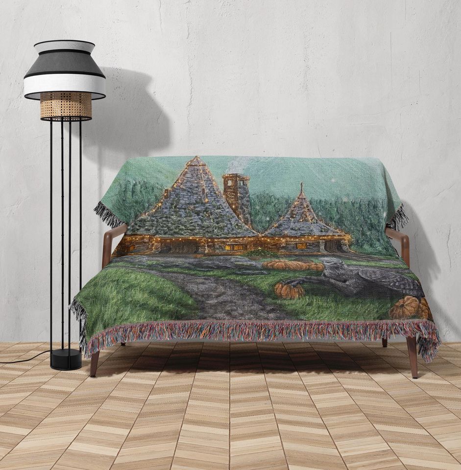 Hagrid's Hut Woven Tapestry Blanket, Harry Potter Inspired Decor