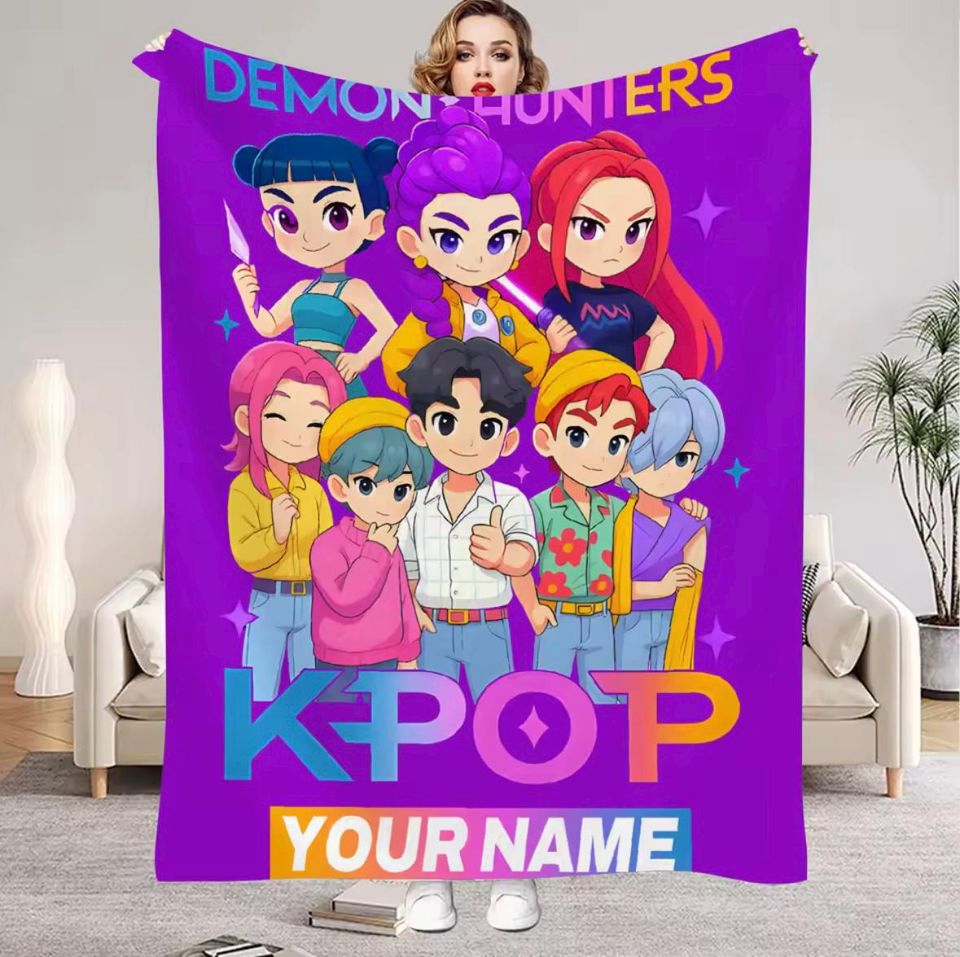 Personalized K-Pop Throw Blanket  Custom Name Fan Gift