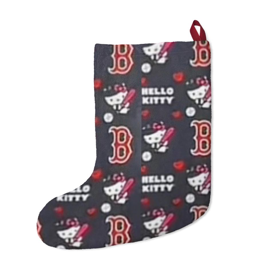 Merry Boston Red Sox Kitty Christmas Tree Stocking Baseball Cat Holiday Gift