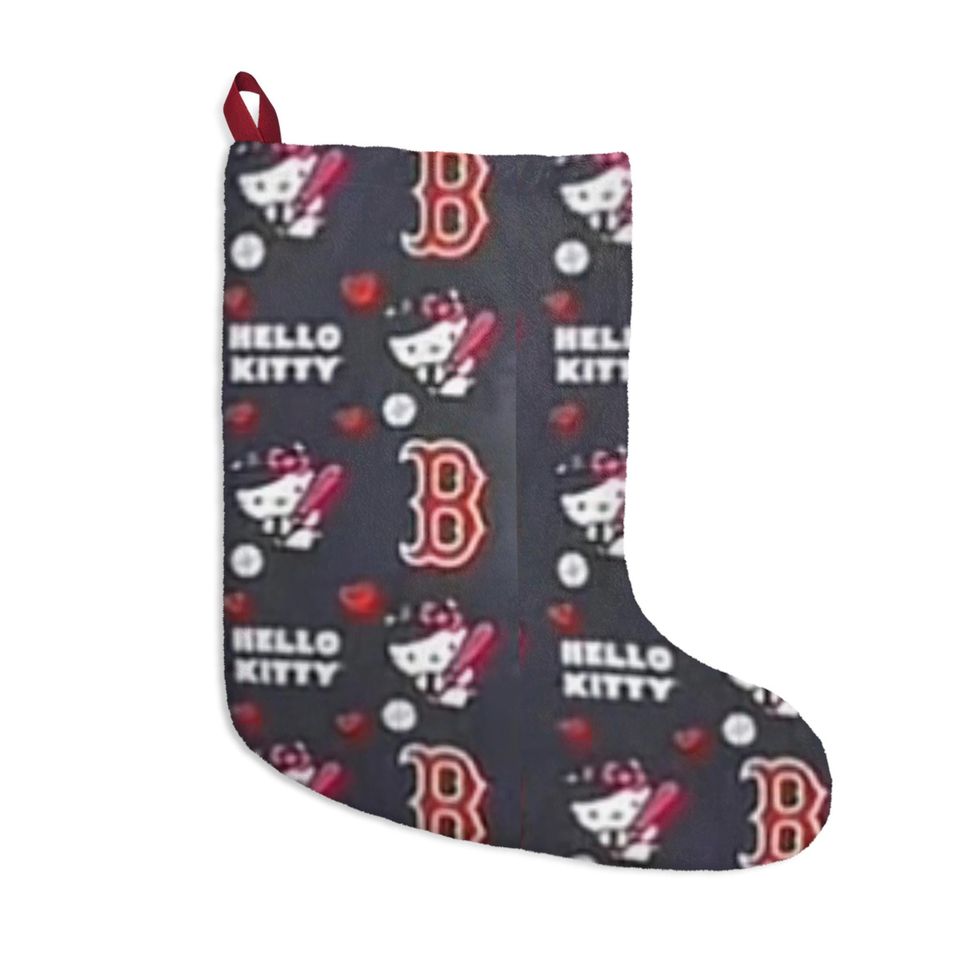 Merry Boston Red Sox Kitty Christmas Tree Stocking Baseball Cat Holiday Gift