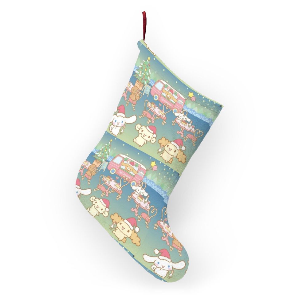 Retro Merry Cinnamonroll Cinnamon Pup Kitty Christmas Tree Stocking Holiday Gift Present