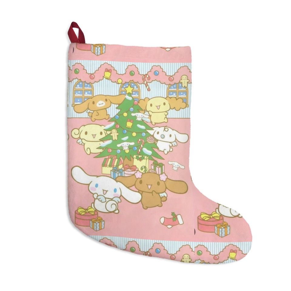 Retro Cinnamonroll Rabbit Bunny Kitty Christmas Kitty Stocking Holiday Present Gift Pink