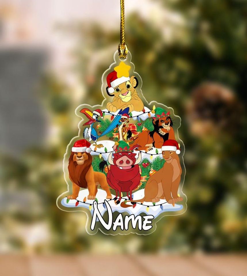 Disney Lion King Characters Acrylic Ornament, Simba Timon Pumbaa Christmas