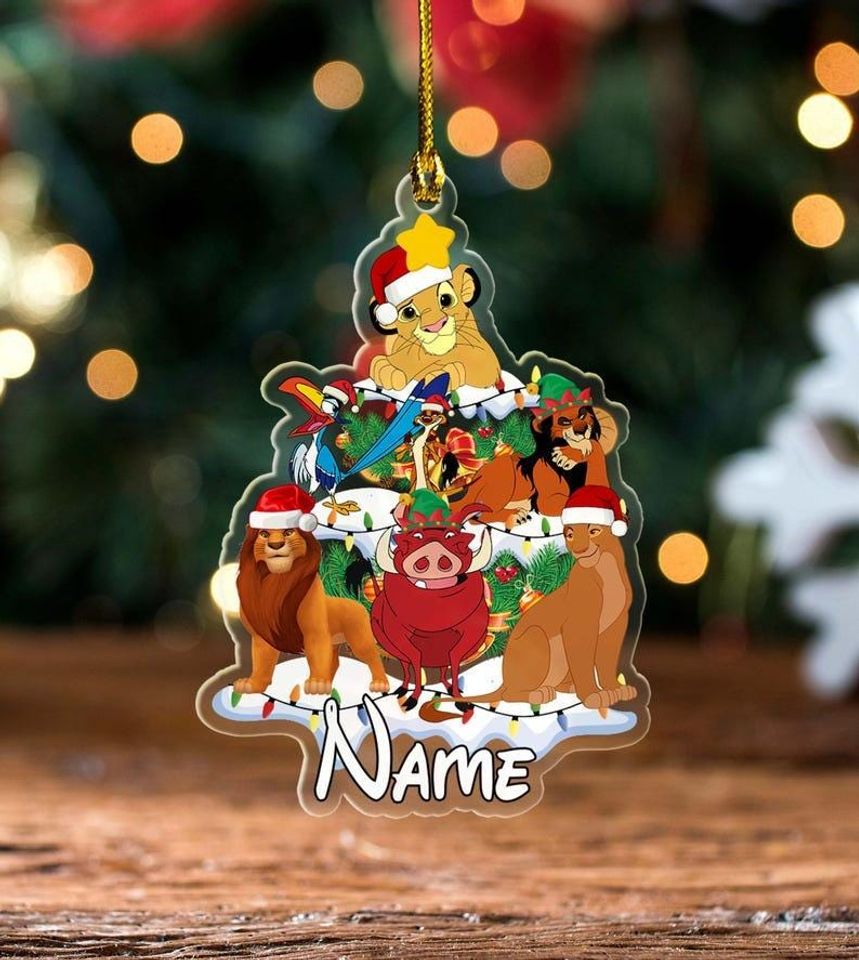 Disney Lion King Characters Acrylic Ornament, Simba Timon Pumbaa Christmas