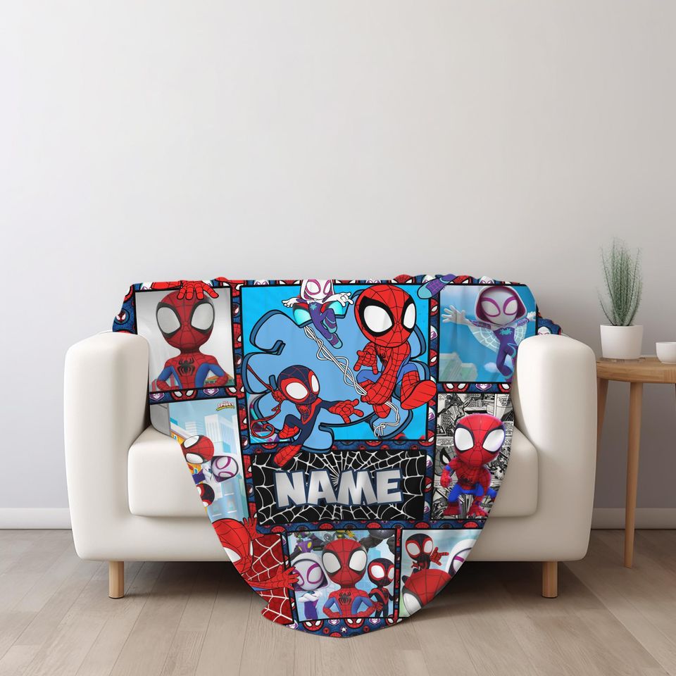 Personalized Spidey and His Amazing Friends Blanket, Amazing Friends Fleece Blanket, Spiderman Birthday Blanket, Spiderman Blanket