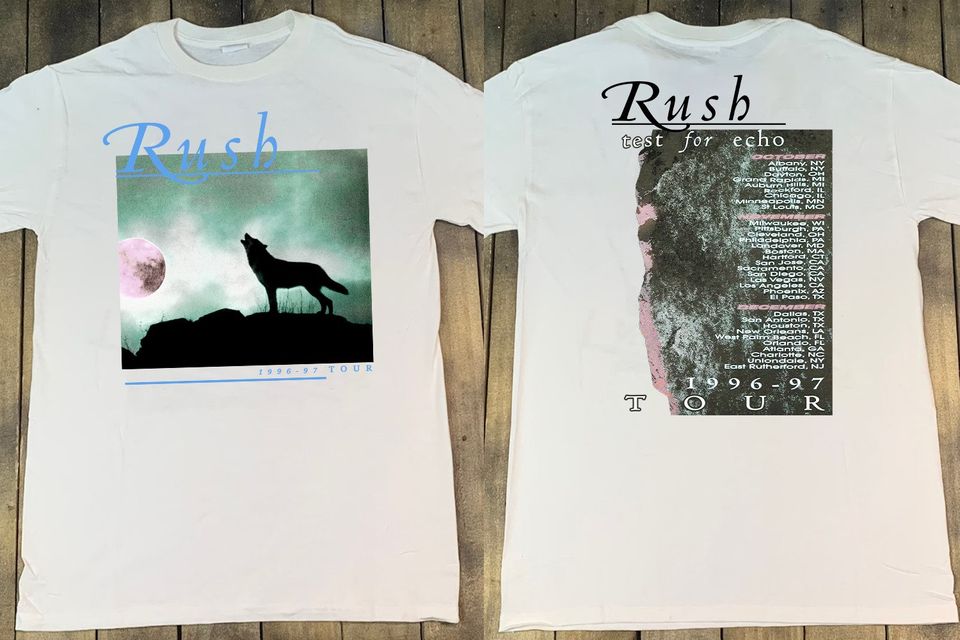 Rush Test For Echo 1996-97 Tour, 90s Rush Band Double Sided T-Shirt