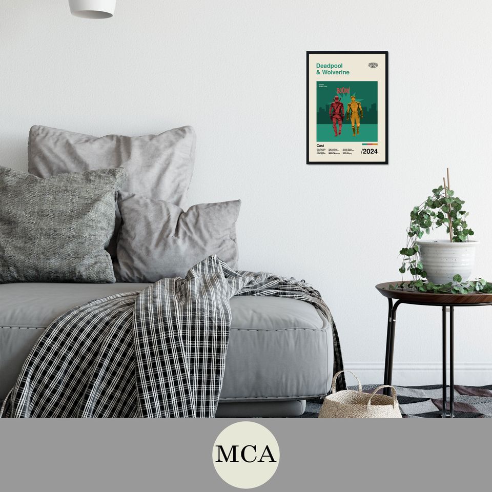 Deadpool & Wolverine Mid-Century Art Poster Film