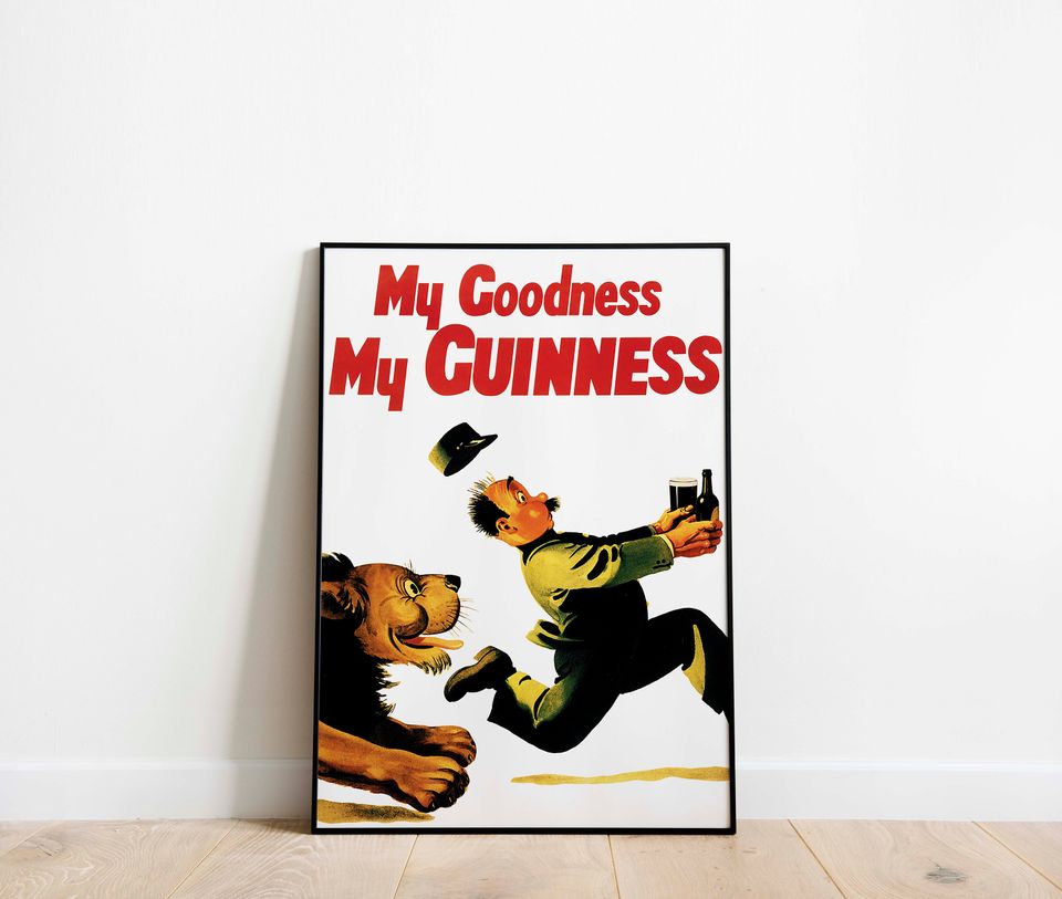 Vintage Guinness Ad Poster, Irish Beer Poster