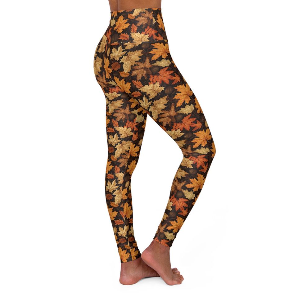 Maple Leaf High Waisted Yoga Leggings: Autumn Print