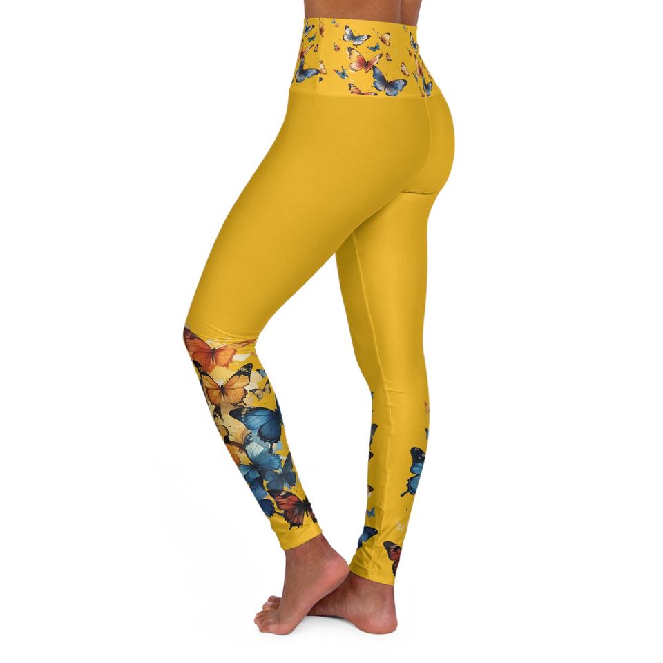 Butterfly Garden Leggings: High Waisted Yoga Pants, Spring Print
