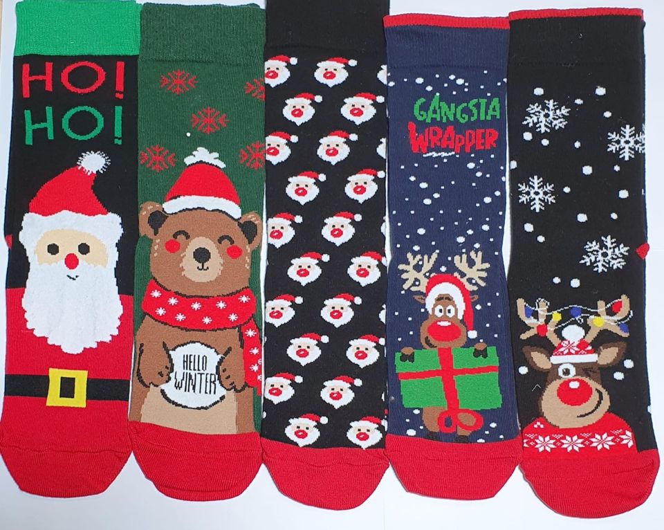 Christmas Socks 1 Pair Funny Designs Size 3 - 8 (Eur 36 - 42)