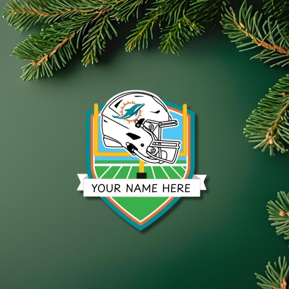 Miami Dolphins Personalized Shield Ornament