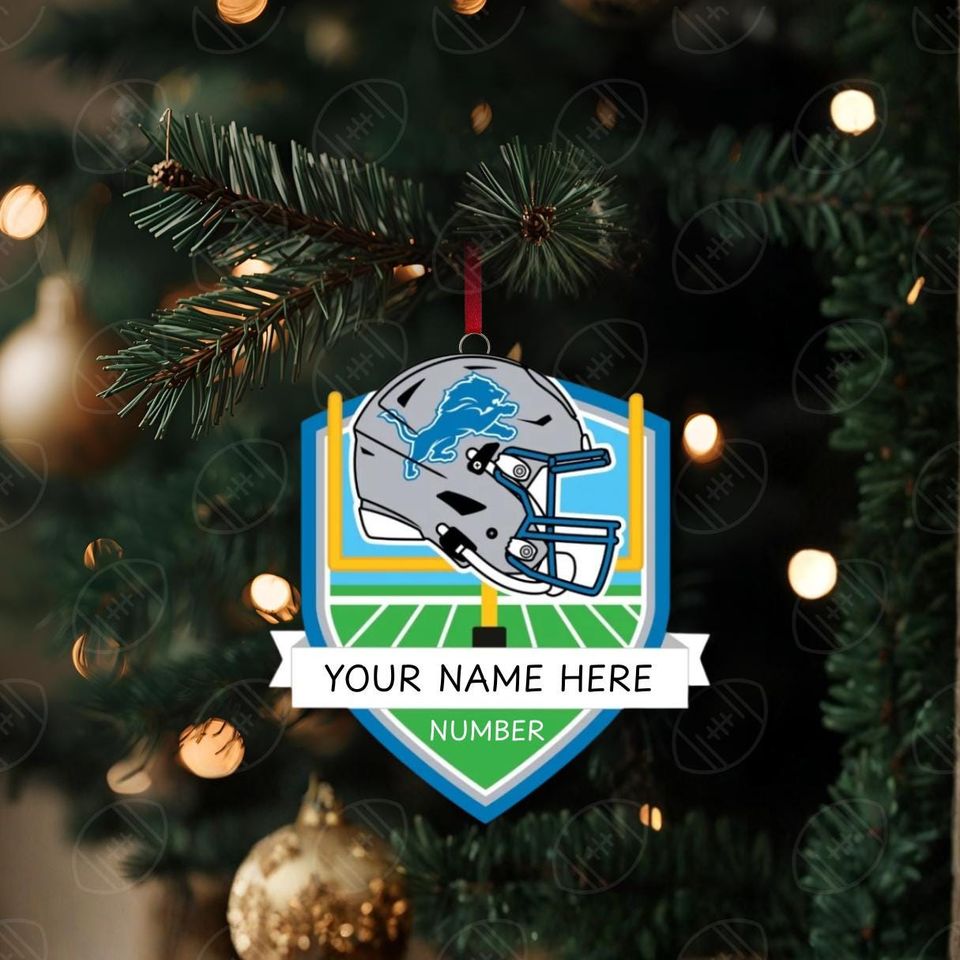 Detroit Lions Personalized Shield Ornament
