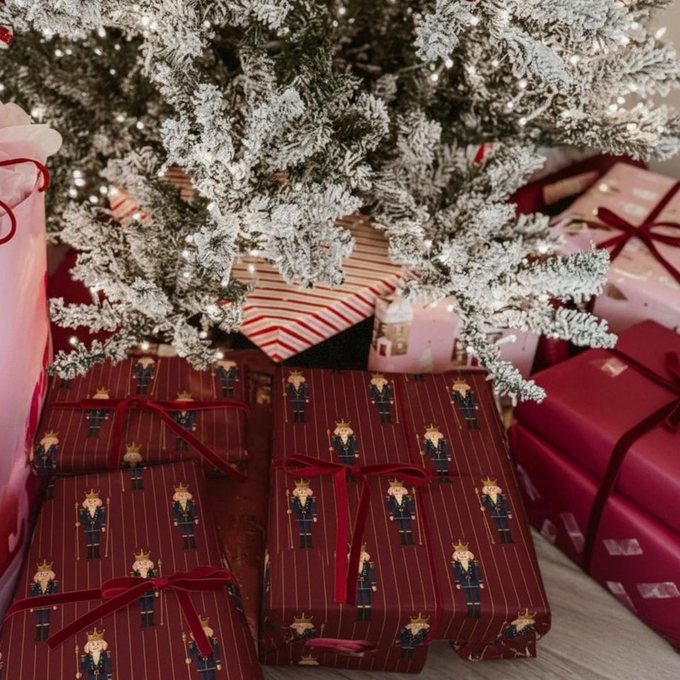 Nutcracker Christmas Wrapping Paper, Navy & Red Luxury Gift Wrap, Heritage Christmas Decor