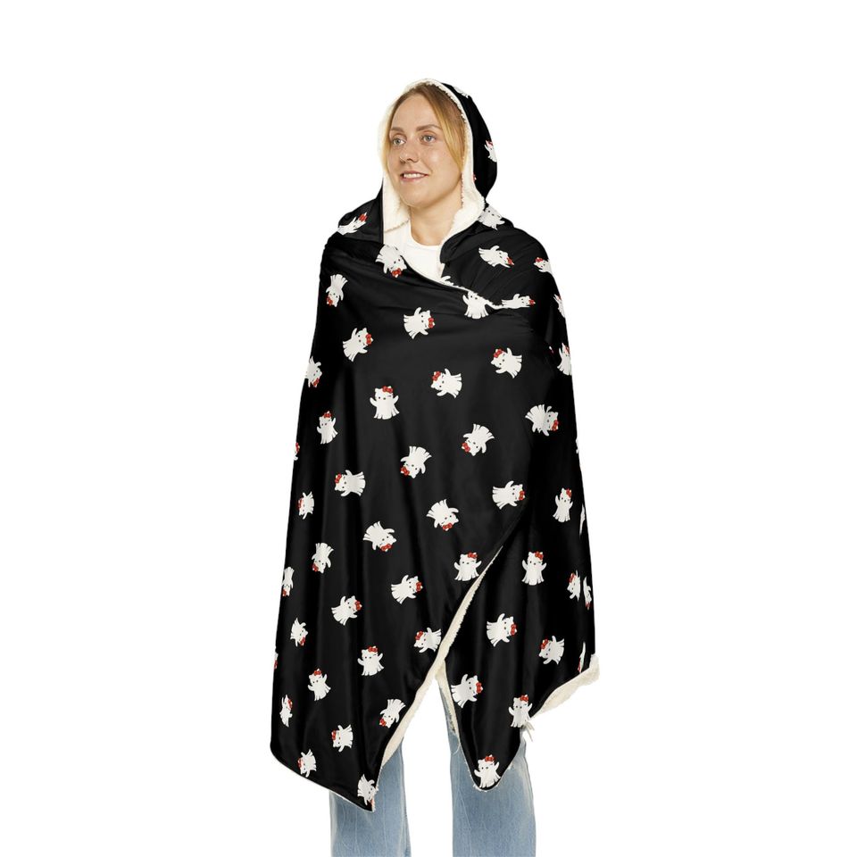 Hello Kitty Ghost Hooded Blanket: Cozy Halloween Design