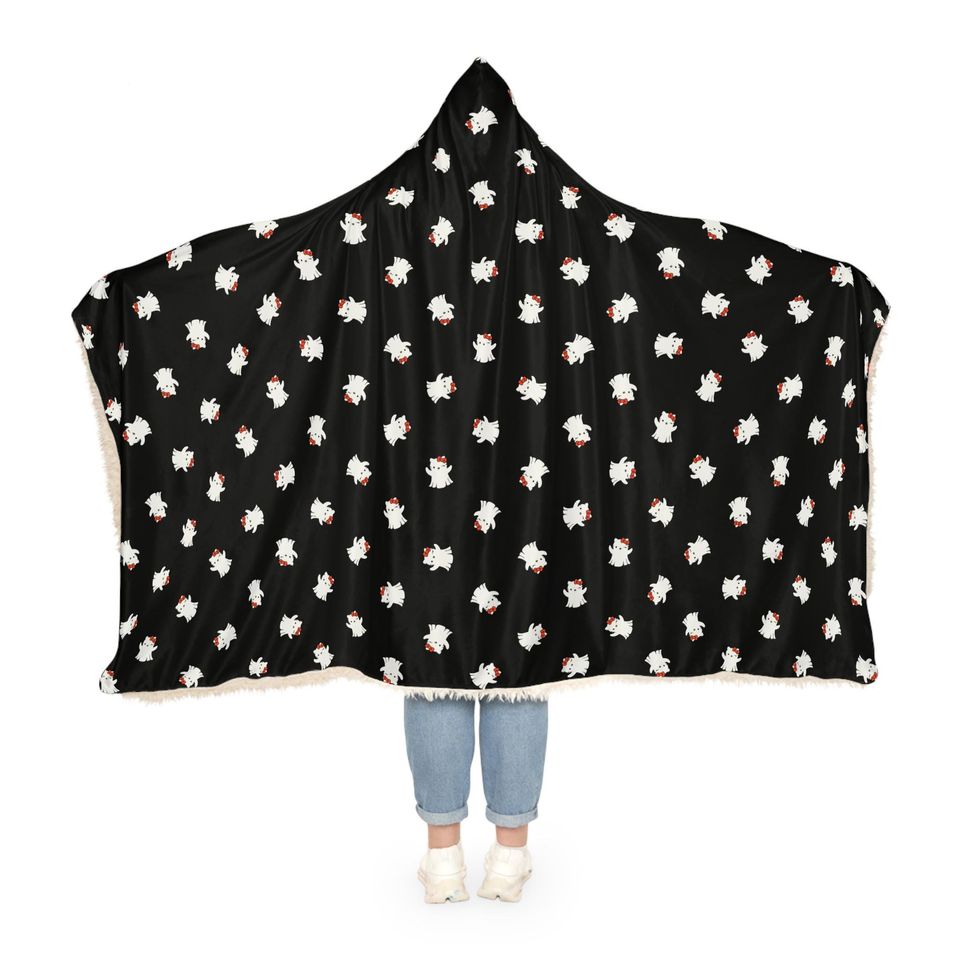 Hello Kitty Ghost Hooded Blanket: Cozy Halloween Design