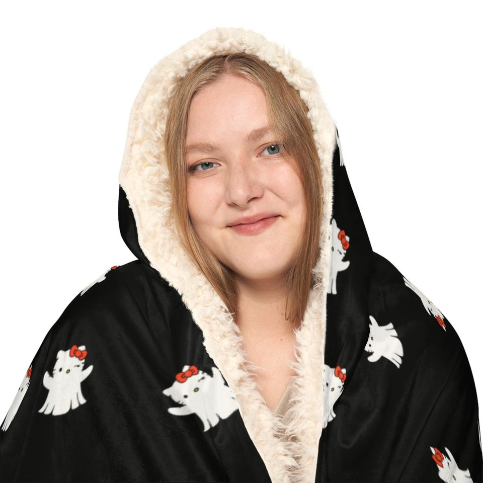 Hello Kitty Ghost Hooded Blanket: Cozy Halloween Design