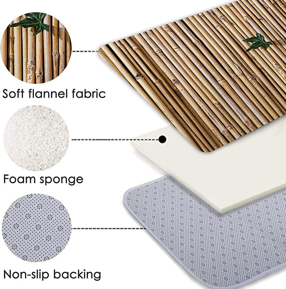 Bamboo Bath Rug Set Toilet Seat Cover