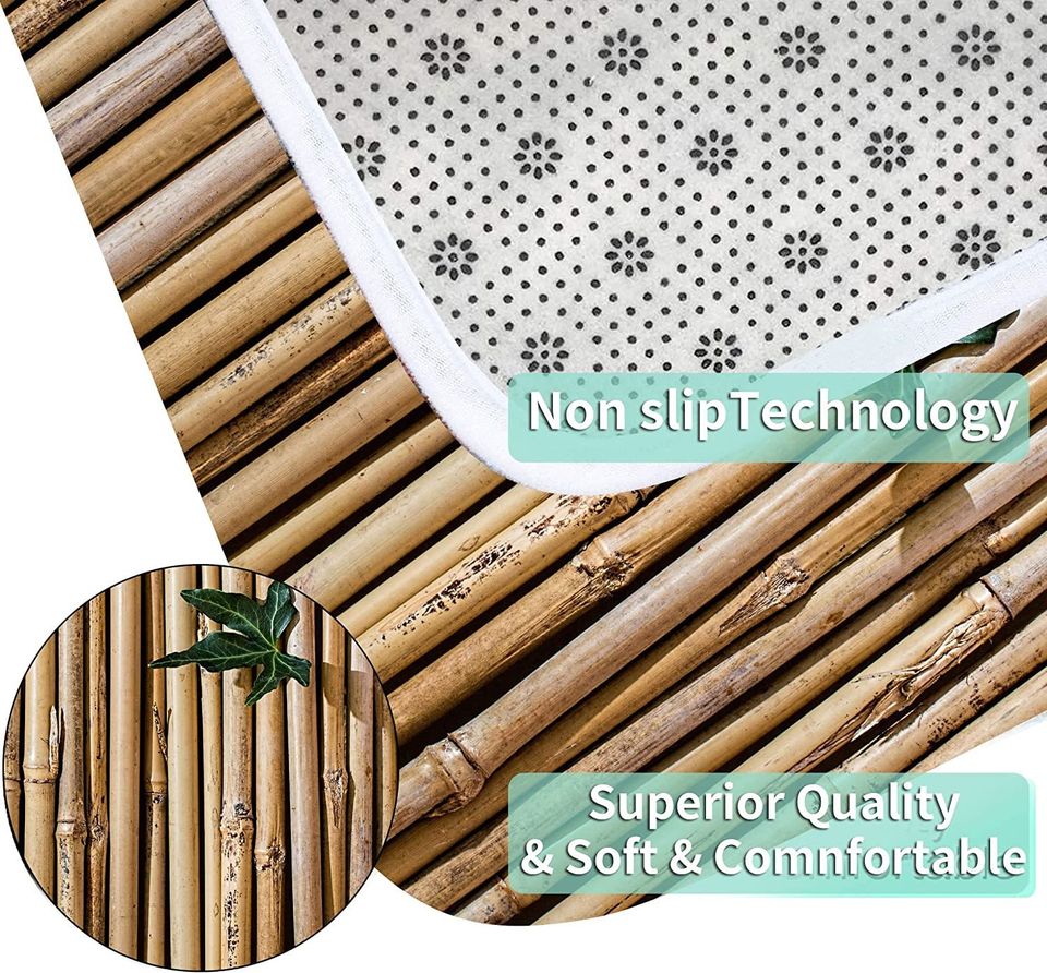 Bamboo Bath Rug Set Toilet Seat Cover